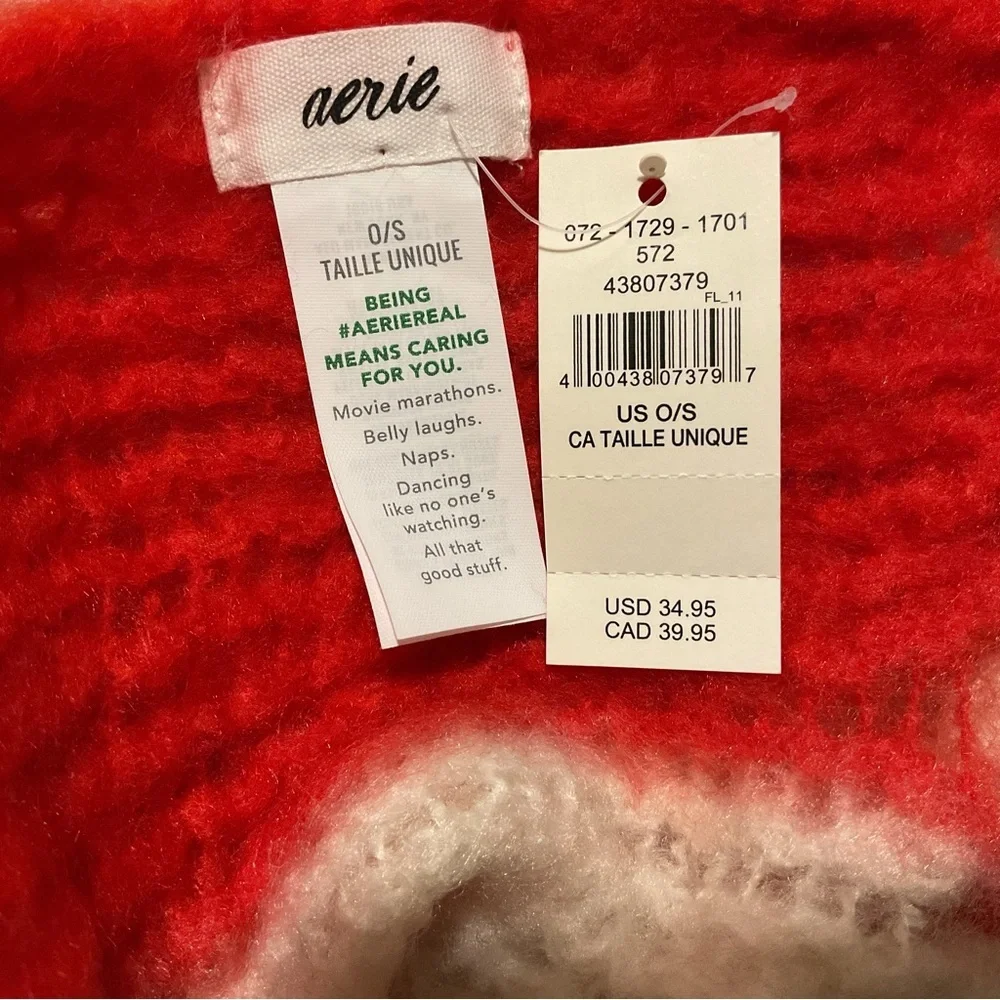 Aerie Bold Red and Cream Scarf